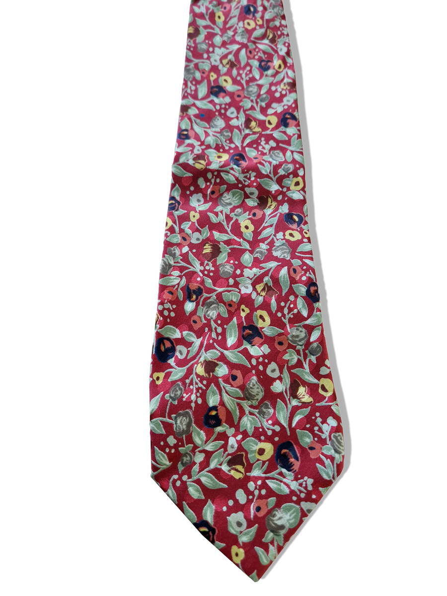 Bunt – Krawatte Moshammer RareRags Blumen Rot München Vintage
