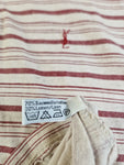 Vintage Yves Saint Laurent PoloShirt Striped Leinen Weiß Rot L