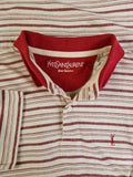 Vintage Yves Saint Laurent PoloShirt Striped Leinen Weiß Rot L