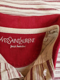 Vintage Yves Saint Laurent PoloShirt Striped Leinen Weiß Rot L