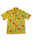 Vintage Made In Hawaii Hemd Kurzarm Floral Pattern Gelb M