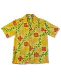 Vintage Made In Hawaii Hemd Kurzarm Floral Pattern Gelb M