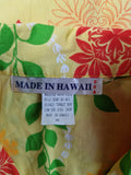 Vintage Made In Hawaii Hemd Kurzarm Floral Pattern Gelb M