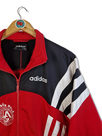 Vintage Adidas Sportjacke Blacktag Leichtathletikgemeinschaft Ried Verein Rot Schwarz (D4) S