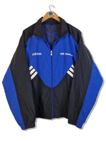 Vintage Adidas Sportjacke Late 80s Reversible VFR Deensen Wendejacke Blau Schwarz (D7) L