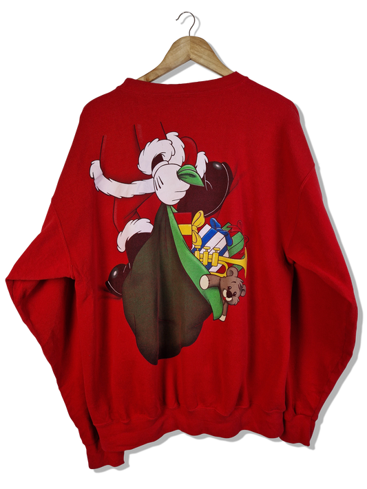 Vintage Disney Sweater Weihnachten Mickey Happy Holidays Made In USA Rot L