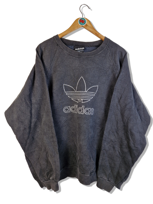 Vintage Adidas Sweater Made In USA Bestickt Grau L