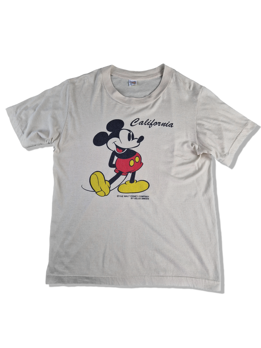 Rare! Vintage Hanes Shirt 70s Disney Mickey California Single Stitched Weiß S-M