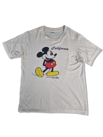 Rare! Vintage Hanes Shirt 70s Disney Mickey California Single Stitched Weiß S-M