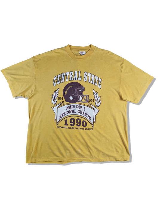 Vintage Selec-T Shirt National Black College Champs 1990 Central State Marauders Gelb XXXL