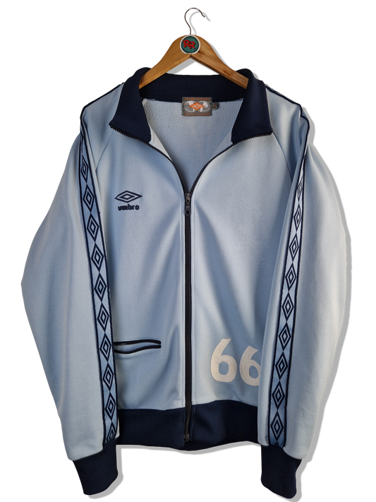 Vintage Umbro Sportjacke 80s #66 Big Back Logo Logostreifen Hellblau L