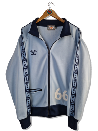 Vintage Umbro Sportjacke 80s #66 Big Back Logo Logostreifen Hellblau L