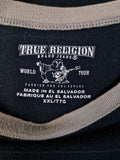 True Religion Shirt Logo Spellout Print Dunkelblau Hellbraun XXL