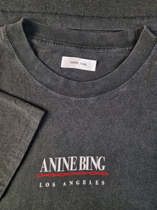 Anine Bing Los Angeles Shirt Single Stitched Spellout Dunkelgrau M