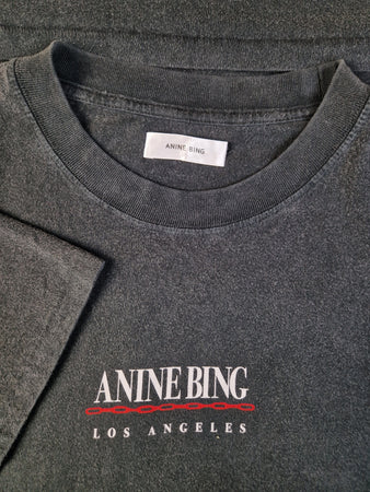 Anine Bing Los Angeles Shirt Single Stitched Spellout Dunkelgrau M