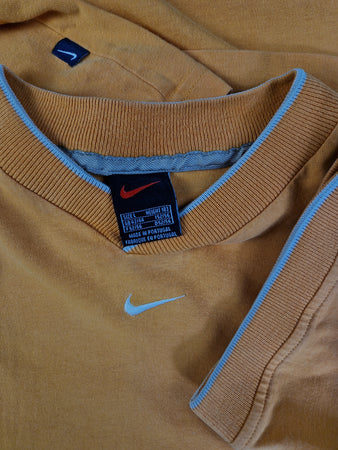 Vintage Nike Ringer Shirt Middle Swoosh Made In Portugal Gelb L