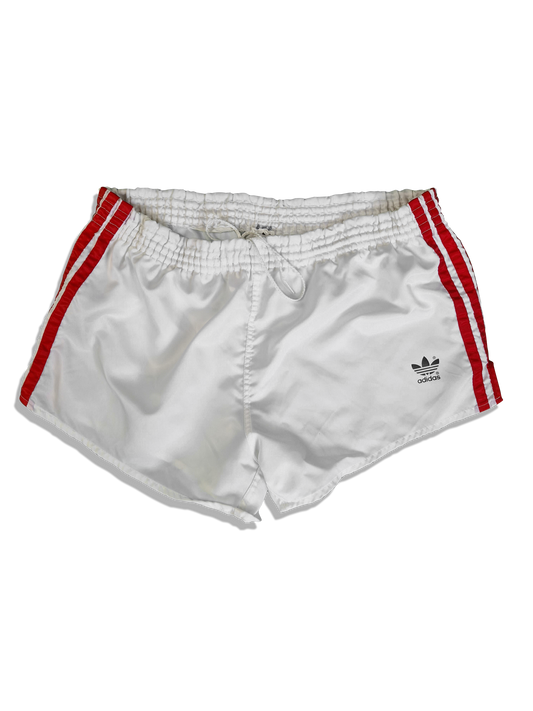 Rare! Vintage Adidas Shorts 80s Shiny Sprinter Made In Weste Germany Weiß Rot (D6) M-L