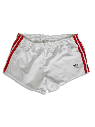 Rare! Vintage Adidas Shorts 80s Shiny Sprinter Made In Weste Germany Weiß Rot (D6) M-L