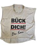 Vintage Trashed Tank Top Cut Off "Bück Dich Du Sau" Single Stitched Weiß XXL