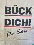 Vintage Trashed Tank Top Cut Off "Bück Dich Du Sau" Single Stitched Weiß XXL