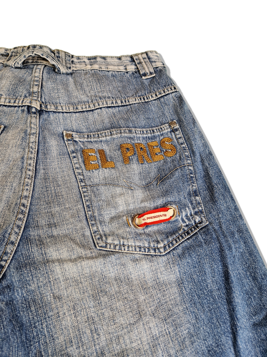 El Presidente Jeansshorts Baggy Bestickt 36