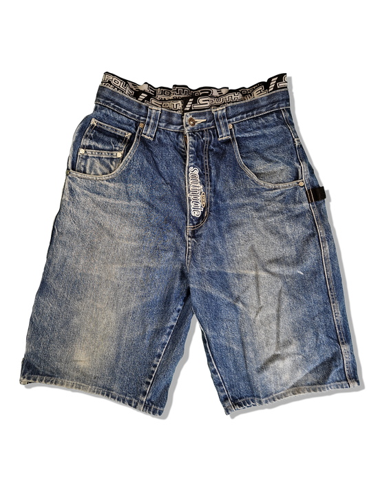 Southpole Jeansshorts Baggy Two Layers Bestickt Made In Hong Kong Blau 32