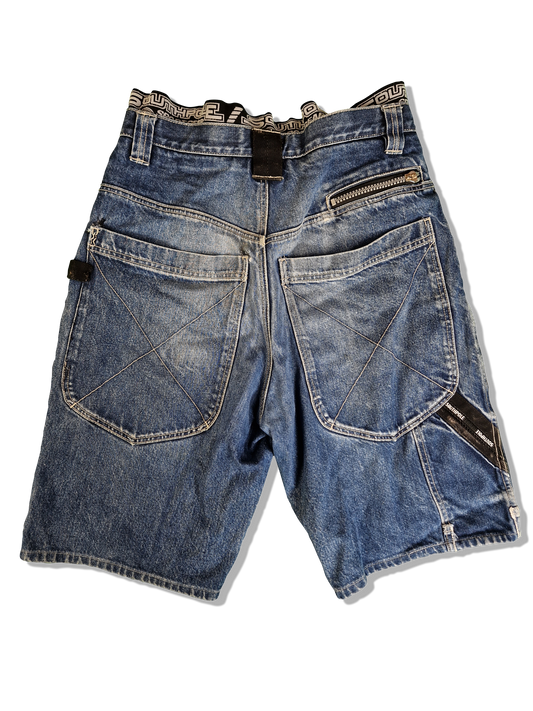 Southpole Jeansshorts Baggy Two Layers Bestickt Made In Hong Kong Blau 32