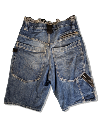 Southpole Jeansshorts Baggy Two Layers Bestickt Made In Hong Kong Blau 32