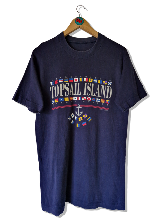 Vintage Islander Sportswear Shirt Topsail Island 1993 Single Stitched Dunkelblau M-L