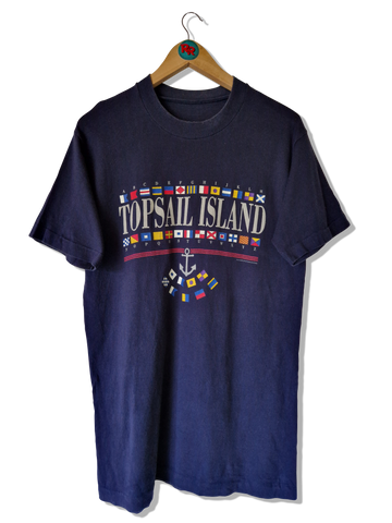 Vintage Islander Sportswear Shirt Topsail Island 1993 Single Stitched Dunkelblau M-L