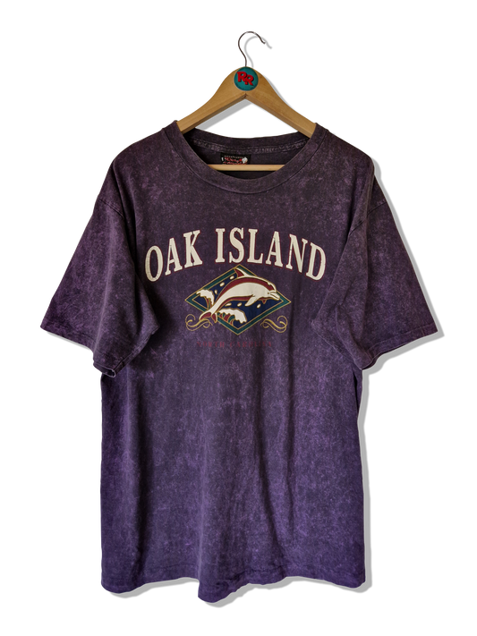 Vintage Tourist Shirt Oak Island North Dakota Single Stitched Made In USA Lila L