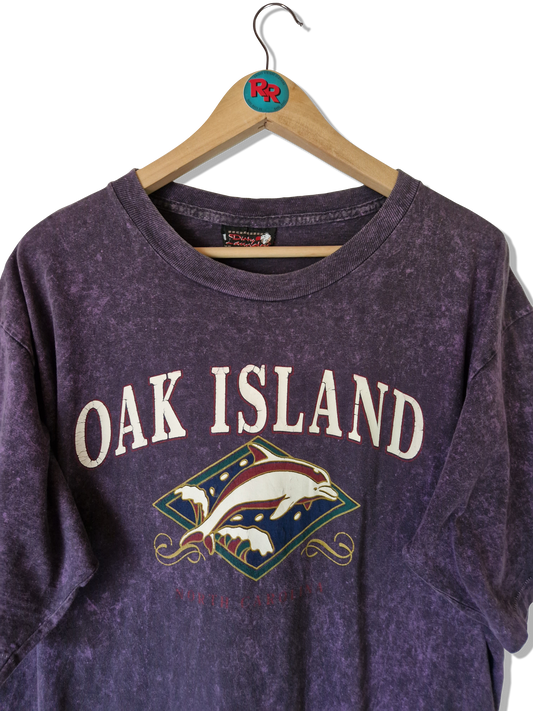 Vintage Tourist Shirt Oak Island North Dakota Single Stitched Made In USA Lila L