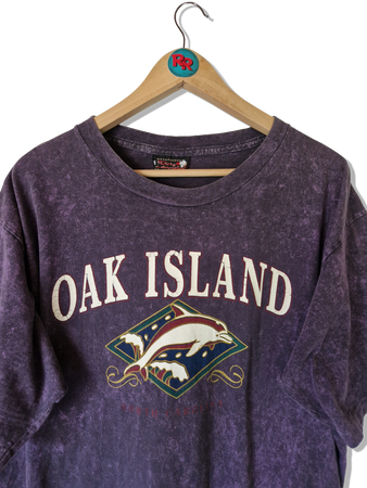 Vintage Tourist Shirt Oak Island North Dakota Single Stitched Made In USA Lila L