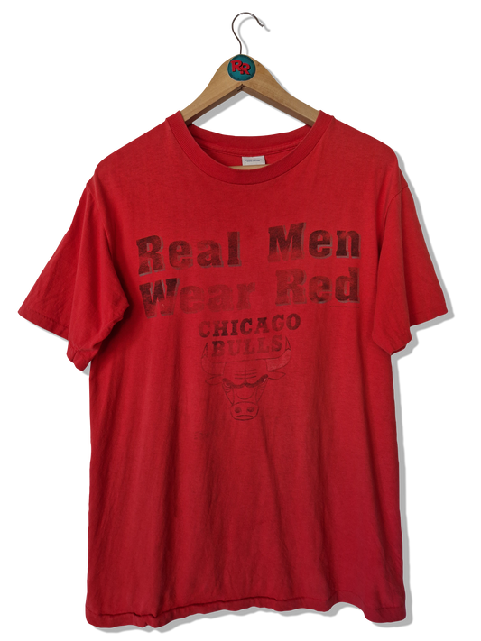 Vintage Salem Shirt Chichago Bulls "Real Men Wear Red" Trashed Single Stitched Rot M