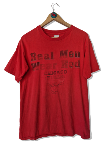 Vintage Salem Shirt Chichago Bulls "Real Men Wear Red" Trashed Single Stitched Rot M