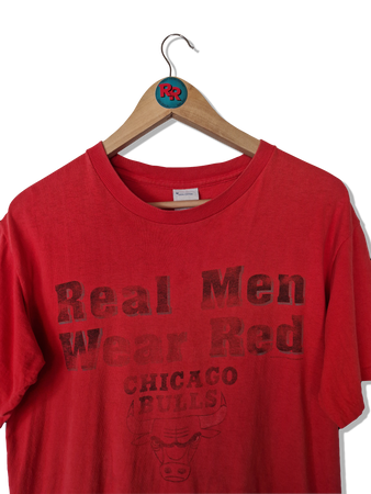 Vintage Salem Shirt Chichago Bulls "Real Men Wear Red" Trashed Single Stitched Rot M