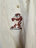 Vintage Looney Tunes Hemd By C&A Taz Embroidery Hellbraun XL