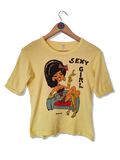 Vintage Shirt 80s Sexy Girl Bedruckt Gelb (36/38) S-M