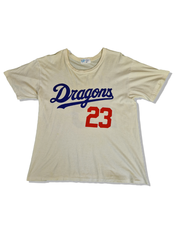 Vintage Dragon Shirt Japan Baseball Chunichi Dragons #23 Sekikawa Single Stitched Weiß M-L