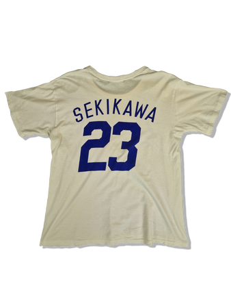 Vintage Dragon Shirt Japan Baseball Chunichi Dragons #23 Sekikawa Single Stitched Weiß M-L