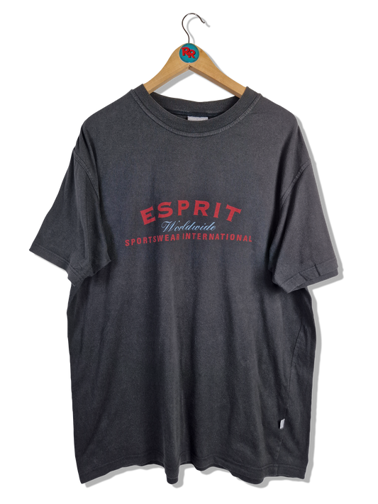 Vintage Esprit Shirt Big Logo Bedruckt Faded Schwarz L