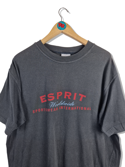 Vintage Esprit Shirt Big Logo Bedruckt Faded Schwarz L