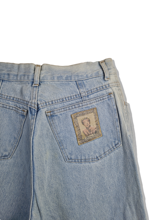 Vintage Kenny S Dreiviertel Hose Backpocket Patch Blau S-M