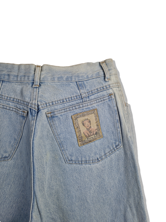 Vintage Kenny S Dreiviertel Hose Backpocket Patch Blau S-M