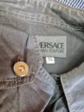 Vintage Versace Hemd Made In Italy Grau Schwarz XL