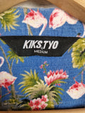 Kikstyo Hemd Kurzarm Flamingo Japanese Designer Blau M