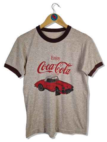 Vintage Coca Cola Ringer Shirt 80s Werbung Single Stitched S-M