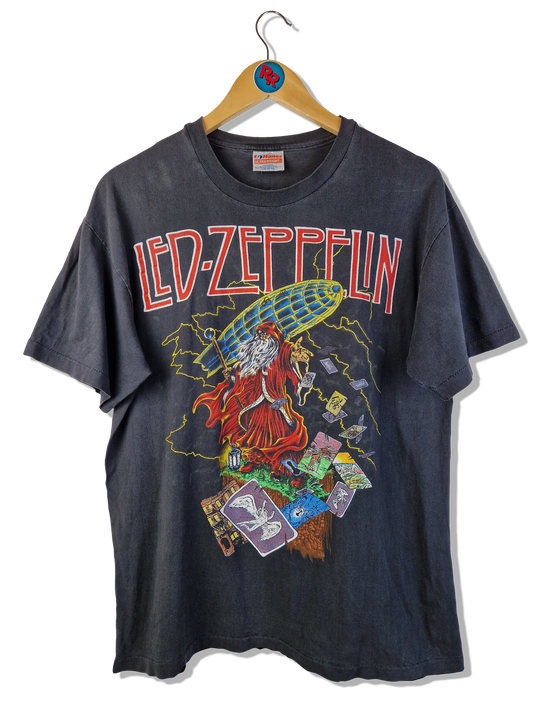 Rare! Vintage Hanes Shirt Led Zeppelin Zoso Single Stitched Made In USA Schwarz L