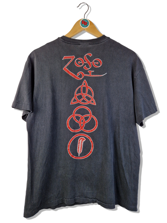 Rare! Vintage Hanes Shirt Led Zeppelin Zoso Single Stitched Made In USA Schwarz L