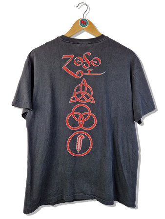 Rare! Vintage Hanes Shirt Led Zeppelin Zoso Single Stitched Made In USA Schwarz L